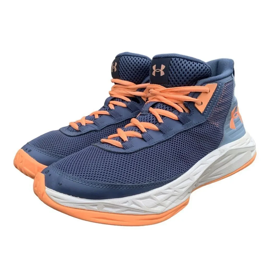 Under Armour Youth Utility Blue Orange Jet Basketball Shoes Sneakers Size 6